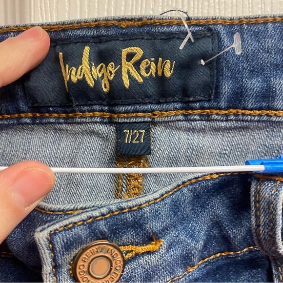 Indigo Rein Button Up Cotton Blend Denim Jean Mini Skirt Size 7/27 - Picture 4 of 5